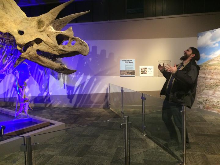 Matt with Cliff the Triceratops